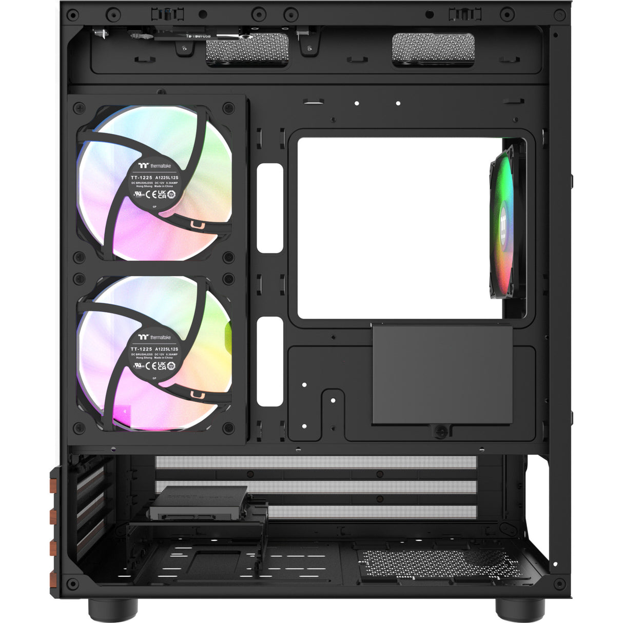 Thermaltake view 170 ws argb mini tower behuizing (zwart houtkleur | 2x usb-a | rgb | window)