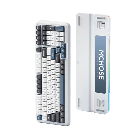 Mchose K99 Navy Blue Hyacinth Kabellose mechanische RGB-Tastatur mit Dichtungsmontage (weiß, US-Layout (Qwerty), KTT Hyacinth, RGB, Hot Swap, Double-Shot PBT, kabellos | Bluetooth | USB-C)