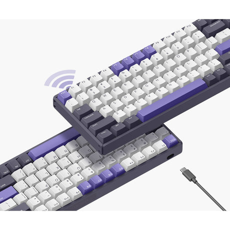 Iqunix F97 Lavandin kabellose mechanische Tastatur (Lavendel, US-Layout (QWERTZ), Cherry MX Silent Red, 96 %, RGB-LEDs, Hot-Swap-fähig, PBT, 2,4 GHz | Bluetooth 5.1 | USB-C)