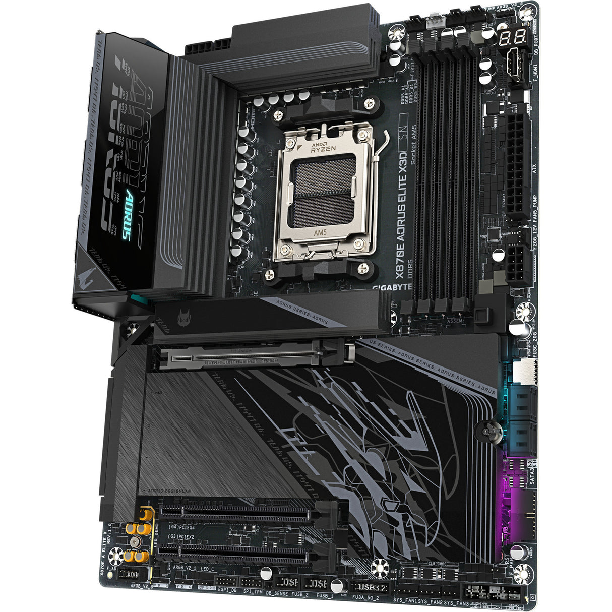 Gigabyte x870e Aorus Elite x3d Sockel AM5 Motherboard (schwarz, Raid, 5 GB-LAN, Wi-Fi 7, BT, Sound, ATX)