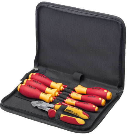 Wiha Elektriker-Werkzeugset (rot gelb, 7-teilig im Werkzeugkoffer)