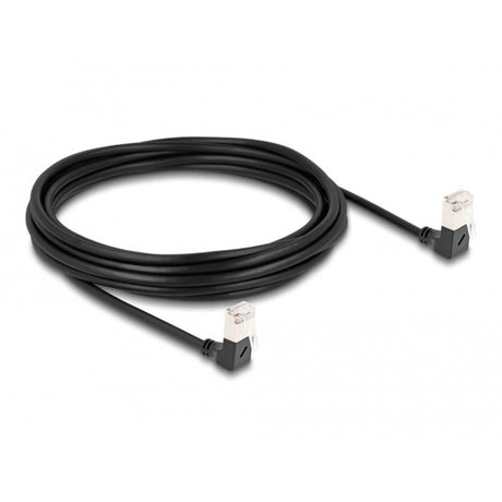 Delock RJ45 Netzwerkkabel Cat.6a S FTP Slim 90° nach unten nach unten gewinkelt 5 m Kabel (schwarz)