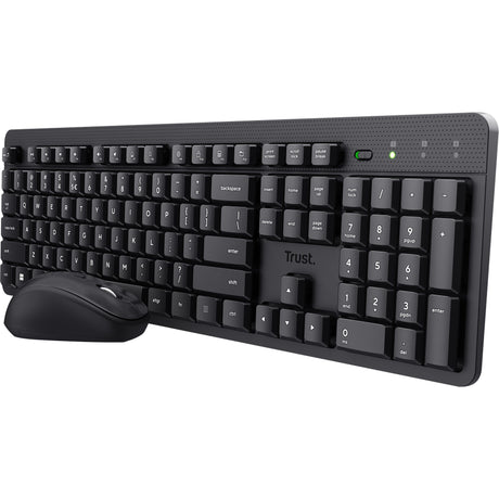 Trust Ody II Silent Wireless Tastatur- und Mausset Desktop-Set (schwarz, US-Layout (QWERTY), Membran, 100 %, 800 dpi – 1.600 dpi)
