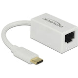 Delock Superspeed USB-C (USB 3.1 Gen 1) Stecker > Gigabit LAN 10 100 1000 Mbit/s Kompaktadapter (weiß, 0,135 Meter)
