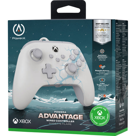 Powera Advantage Controller mit Kabel für die Xbox Series x|s – Polar Ice (weiß blau, Xbox Series x|s, Xbox One, PC)