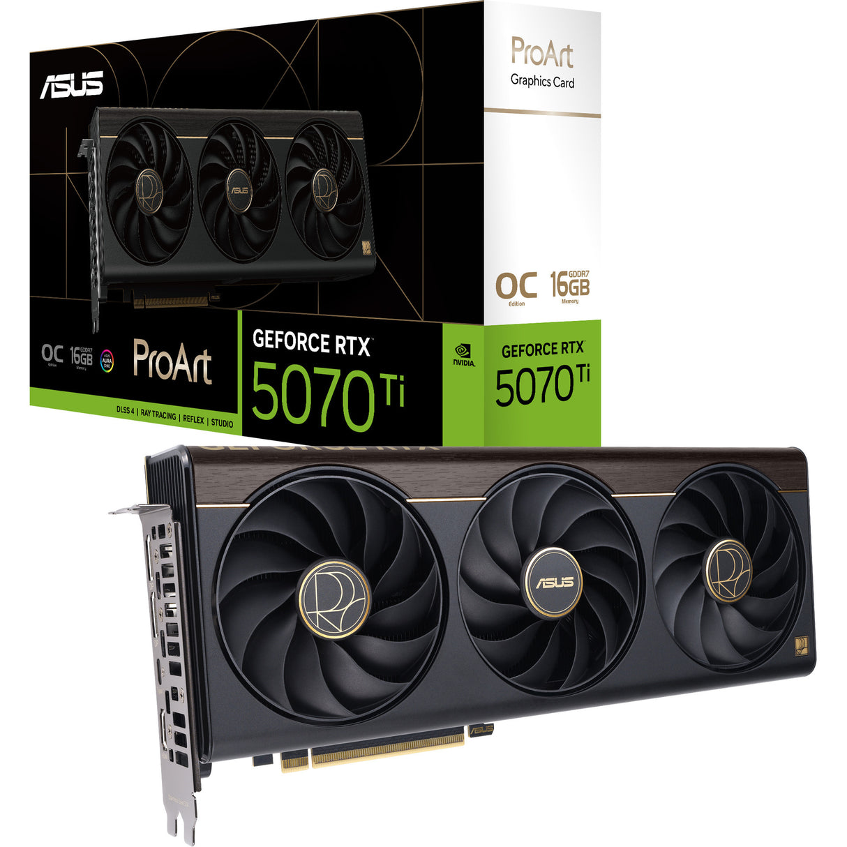 Asus proart geforce rtx 5070 ti oc grafische kaart (2x displayport, 1x hdmi 2.1, 1x usb-c, dlss 4)