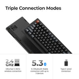 Keychron v1 ultra 8k wireless custom mechanical keyboard (zwart, us lay-out (qwerty), silk pom banana, 75%, rgb, hot swap, 2.4 ghz | bluetooth 5.3 | usb-c)