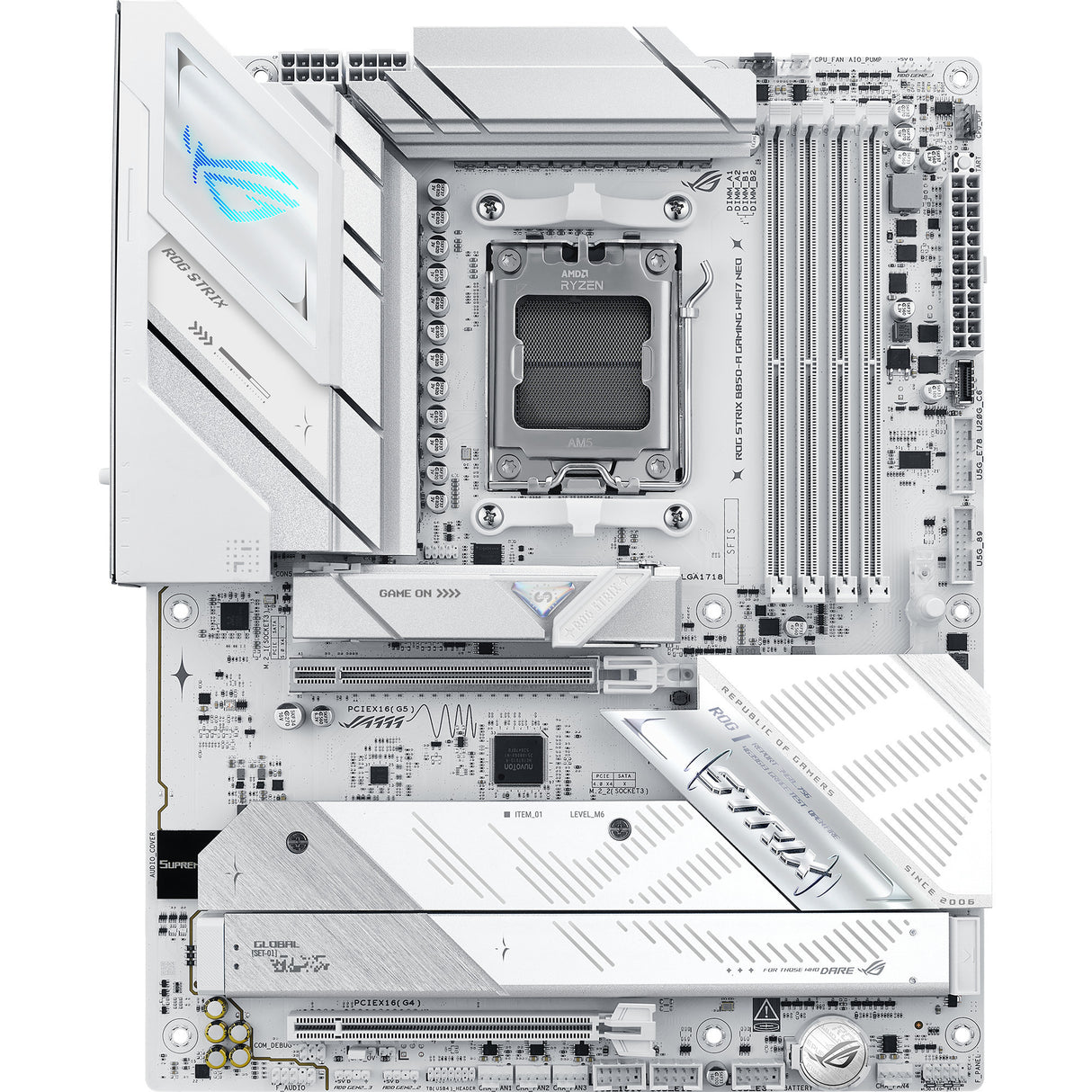 Asus rog strix b850-a gaming wifi7 neo socket am5 moederbord (wit, 5gb-lan, wi-fi 7, bt 5.4, sound, atx)