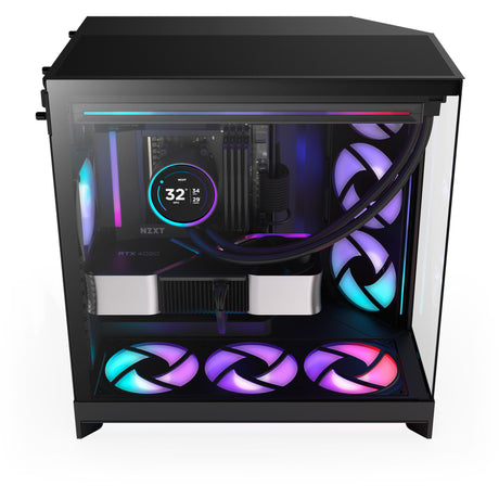 Nzxt H9 Flow RGB Midi-Tower-Gehäuse (schwarz (matt) | 2x USB-A | 1x USB-C | RGB | gehärtetes Glas)