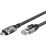 Goobay Netzwerkadapter USB-C 3.2 gen1 auf RJ-45 (Schwarz Silber, 2 Meter)