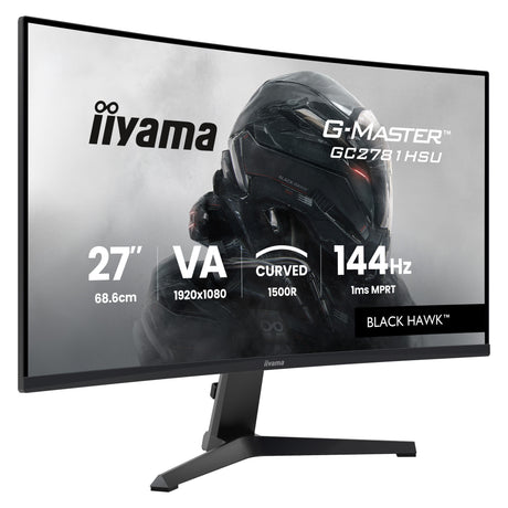 Iiyama G-Master Black Hawk G2471HS-B1 27 gebogener Gaming-Monitor (Schwarz, HDMI, DisplayPort, 2x USB, 144 Hz)