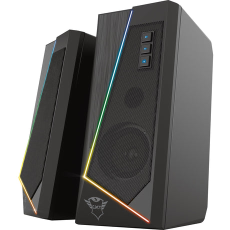 Trust GXT 609 Zoxa RGB-beleuchtetes Lautsprecherset PC-Lautsprecher (schwarz, RGB-LED)