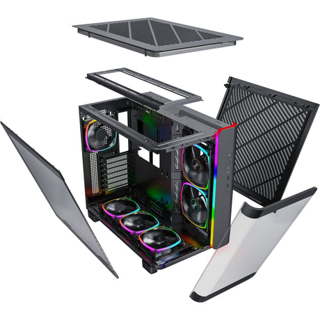 Montech King 95 Pro Midi-Tower-Gehäuse (schwarz | 2x USB-A | 1x USB-C | RGB | gehärtetes Glas)