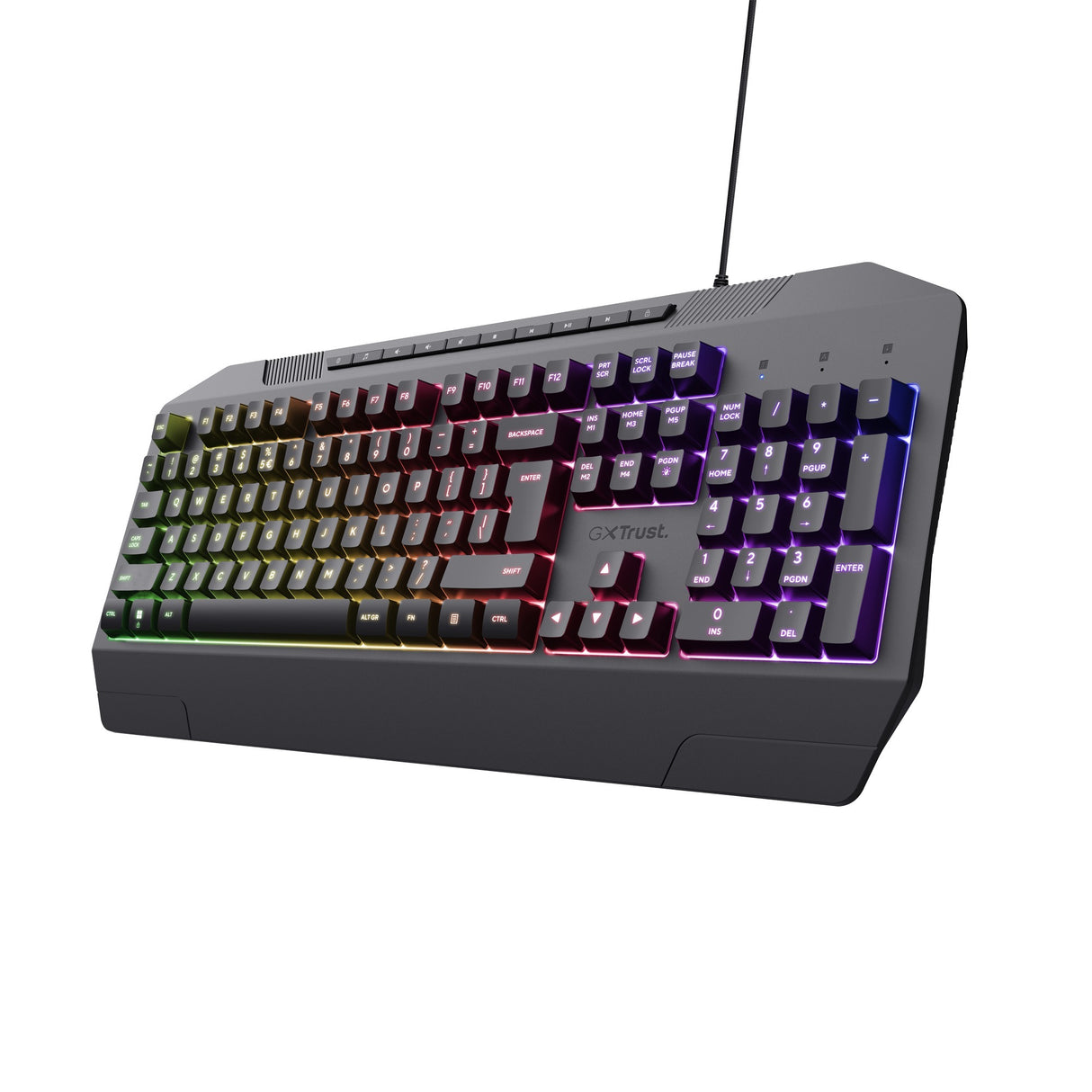 Trust GXT 836 EVOCX RGB-Gaming-Tastatur (schwarz, US-Layout (QWERTY), Membran, 100 %, RGB)