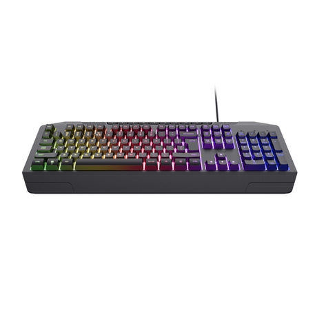 Trust GXT 836 EVOCX RGB-Gaming-Tastatur (schwarz, US-Layout (QWERTY), Membran, 100 %, RGB)