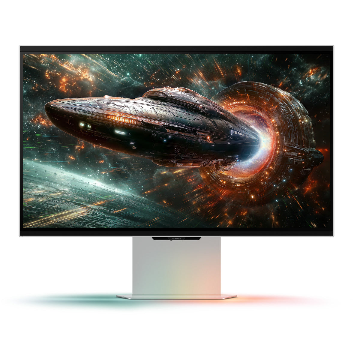 Samsung Odyssey 3D G90XF 27 4K UHD Gaming-Monitor (Silber, 2x HDMI, DisplayPort, 2x USB-A, USB-B, 165 Hz)