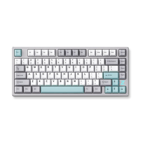 Mchose Z75s Grau-Blau-Kohl-Tofu-Metallabdeckung, kabellose mechanische RGB-Tastatur (grau, US-Layout (QWERTY), KTT Kohl-Tofu V2, 75 %, RGB, Hot-Swap, Double-Shot PBT, kabellos | Bluetooth | USB-C)