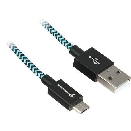Sharkoon USB 2.0 Kabel, USB-A > Micro-USB B (schwarz hellblau, 0,5 Meter)