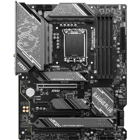 MSI Z790 Gaming Plus Wi-Fi Socket 1700 Mainboard (grau schwarz, RAID, 2,5 GB-LAN, Wi-Fi 6e, BT, Sound, ATX)