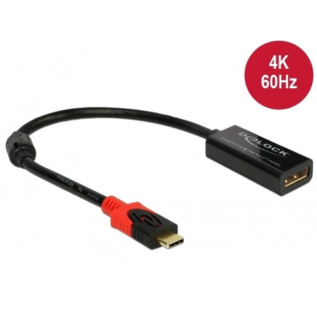 Delock DisplayPort Adapter für USB-C Monitor 4k (schwarz, 0,2 Meter)