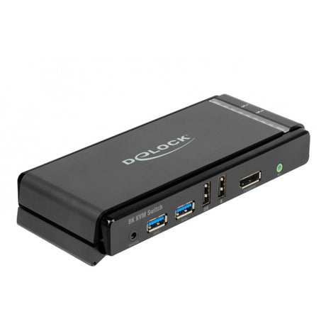Delock Displayport 1.4 KVM-Switch, 8k 60Hz, USB 3.2 Gen 1, Audio-KVM-Switch (grau schwarz)