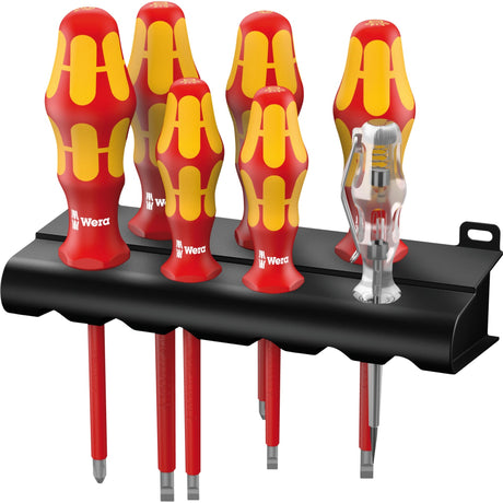 Wera 160 i 165 i 7 Schraubendreher-Set Kraftform Plus Serie 100 + Spannungsprüfer + Halter, 7-teilig – 1 Stück – 05006148001