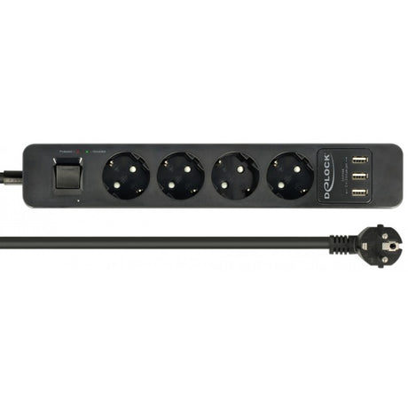 Delock 4-fach Steckdosenleiste mit USB Anschlüssen Steckdosenleiste (schwarz)