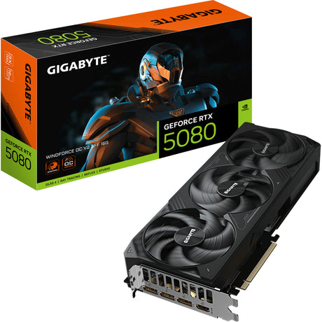 Gigabyte geforce rtx 5080 windforce oc v2 sff 16g grafische kaart (3x displayport, 1x hdmi 2.1, dlss 5)
