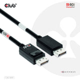 Club 3D DisplayPort 2.1 Vesa DP80 zertifiziertes Kabel Stecker-Stecker (Schwarz, 1,2 Meter, 4K 240 Hz, 8K 60 Hz, 80 Gbit/s)