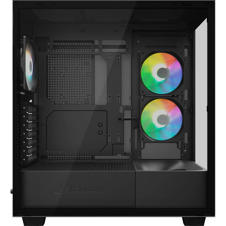 Sharkoon Rebel C60 RGB Midi-Tower-Gehäuse (schwarz | 2x USB-A | 1x USB-C | RGB | gehärtetes Glas)