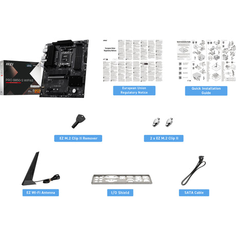 Msi pro b850-s wifi6e socket am5 moederbord (zwart zilver, raid, 2.5gb-lan, wi-fi 6e, bt 5.3, sound, atx)