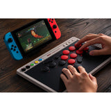 8bitdo arcade controller (grijs rood, 2.4 ghz bluetooth usb, nintendo switch 1 + 2, pc)