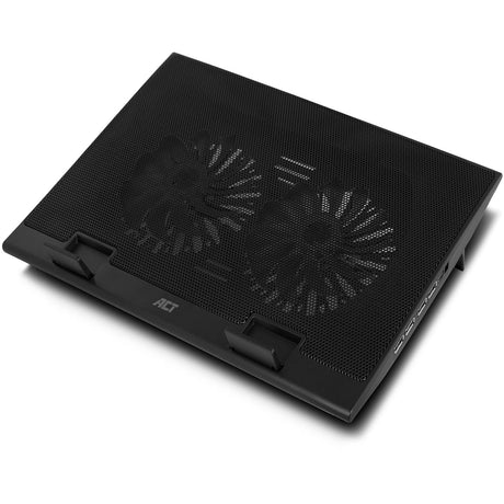 Act Connectivity Laptopständer, mit Lüfter, höhenverstellbar in 2 Positionen (schwarz, 4-Port USB 2.0 Hub)