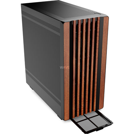 Sharkoon Rebel C70M RGB Midi-Tower-Gehäuse (schwarze Holzfarbe | 2x USB-A | 1x USB-C | RGB)