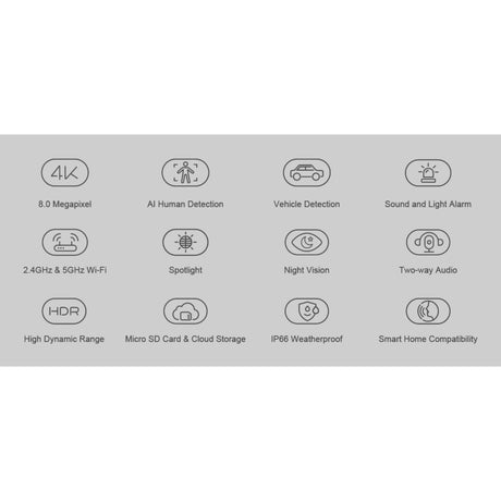 Foscam v8p, 4K 8MP Dual-Band-WLAN-Überwachungskamera (weiß, mit Ton- und Lichtalarm)