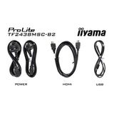 Iiyama prolite tf2438msc-b2 23.8 monitor (zwart, 120 hz, hdmi, displayport, audio, usb, touch)