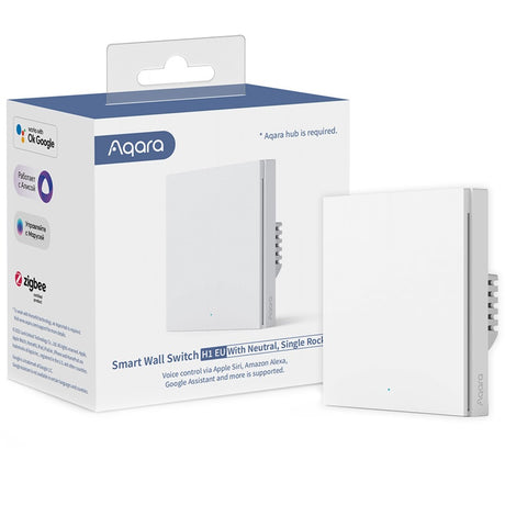Aqara intelligenter Wandschalter h1 (mit Neutralleiter, Einzelwippe) – Zigbee 3.0 – Einzelschalter – eine Taste – mit Neutralleiter