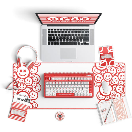 Iqunix OG80 Joy Vendor kabellose mechanische Tastatur (rot, US-Layout (QWERTZ), Cherry MX Silent Red, 80 % (TKL), RGB-LEDs, Hot-Swap-fähig, PBT, 2,4 GHz | Bluetooth 5.1 | USB-C)