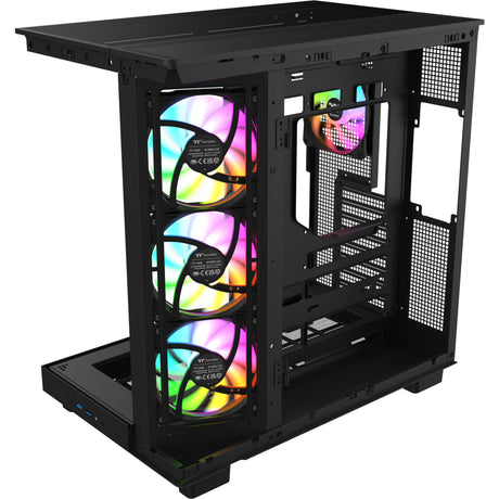 Thermaltake View 380 XL WS ARGB MIDI Tower Gehäuse (schwarze Holzfarbe | 2x USB-A | 1x USB-C | RGB | gehärtetes Glas)