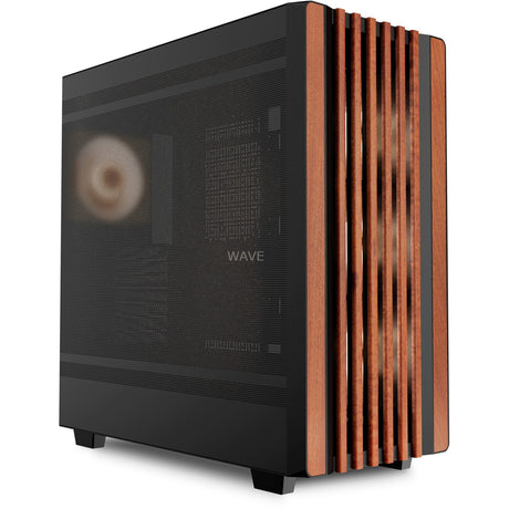 Sharkoon Rebel C70M RGB Midi-Tower-Gehäuse (schwarze Holzfarbe | 2x USB-A | 1x USB-C | RGB)