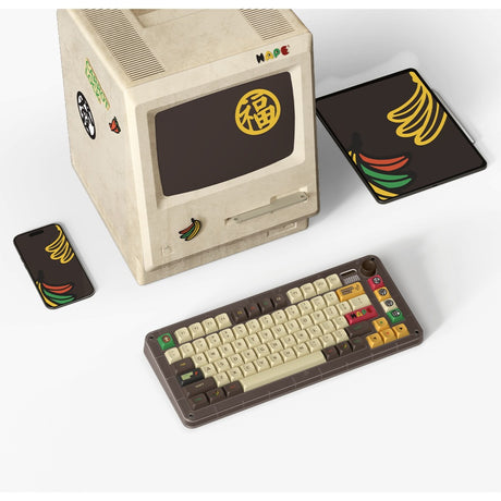 Iqunix ZX75 Happy Ape kabellose mechanische Tastatur (braun, US-Layout (QWERTY), TTC Holy Panda, 75 %, RGB-LEDs, Hot-Swap-fähig, Double-Shot PBT, 2,4 GHz | Bluetooth 5.1 | USB-C)