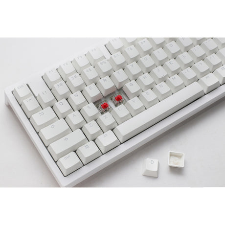 Ducky Zero 6108 Pure White RGB mechanische Gaming-Tastatur (weiß, US-Layout (QWERTY), Cherry MX2A Speed Silver, 100 %, RGB-LEDs, Double-Shot PBT, Hot Swap, 2,4 GHz | Bluetooth | USB-C)