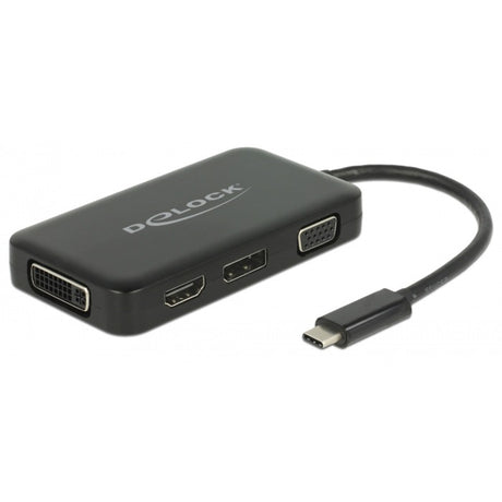 Delock USB-C > VGA HDMI DVI Display Port Adapter (schwarz, 0,15 Meter)