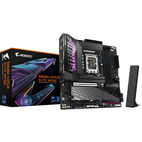Gigabyte B860M AORUS Elite WiFi 6E Sockel 1851 Motherboard (schwarz, RAID, 2,5 GB LAN, WiFi 6E, BT, Sound, µATX)