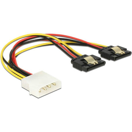 Delock Power Molex 4-Pin Stecker > 2 x SATA 15-Pin Splitterkabel (schwarz rot, 0,2 Meter)