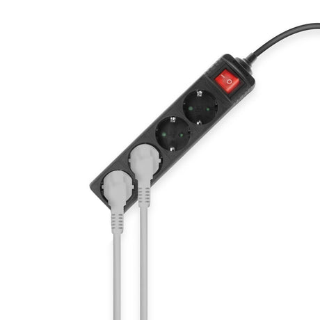 Act Connectivity Act Steckdosenleiste mit Leuchtschalter, 4 Steckdosen, 2 m, schwarz AC2440