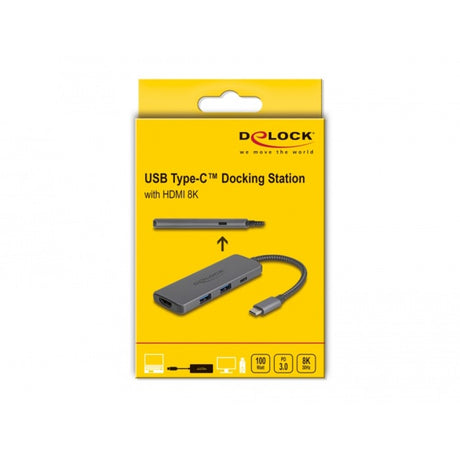Delock USB Typ-C Dockingstation 8k (dunkelgrau, HDMI, USB, PD 3.0 100 W)