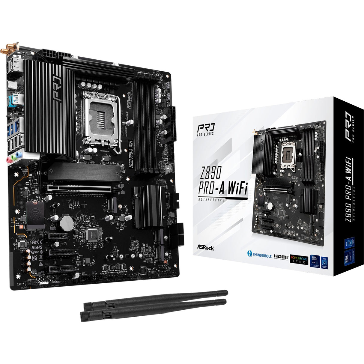 Asrock Z890 Pro-A WiFi Sockel 1851 Motherboard (schwarz, RAID, 2,5 GB-LAN, WiFi 6e, BT, Sound, ATX)