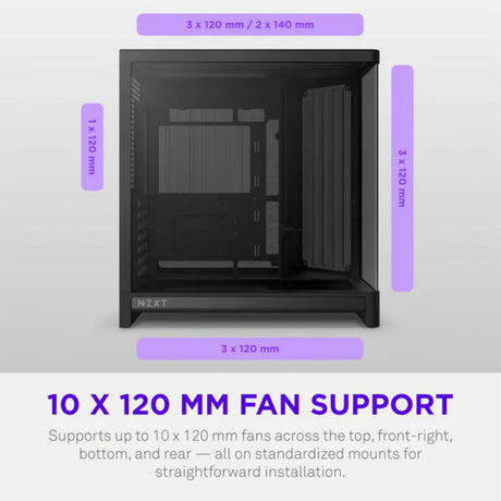 Nzxt h6 midi tower behuizing (zwart | 2x usb-a | 1x usb-c | tempered glass)