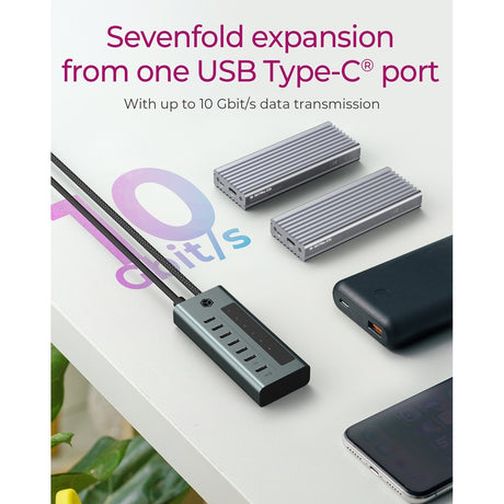 Icy Box 7-Port USB-C 3.2 Gen 2 USB-Hub (blau-grau)